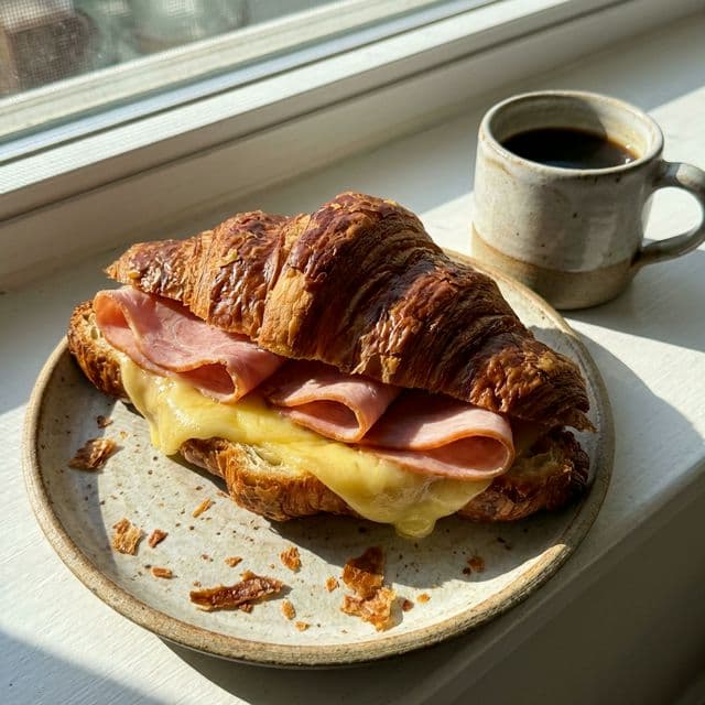 Croissant de Presunto e Queijo na Air Fryer